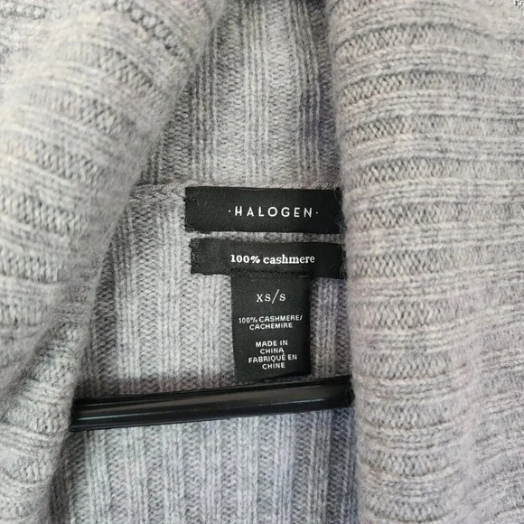 Halogen 100% Cashmere Cardigan Sweater Gray Open Front Rib-Knit Size XS - Picture 4 of 12
